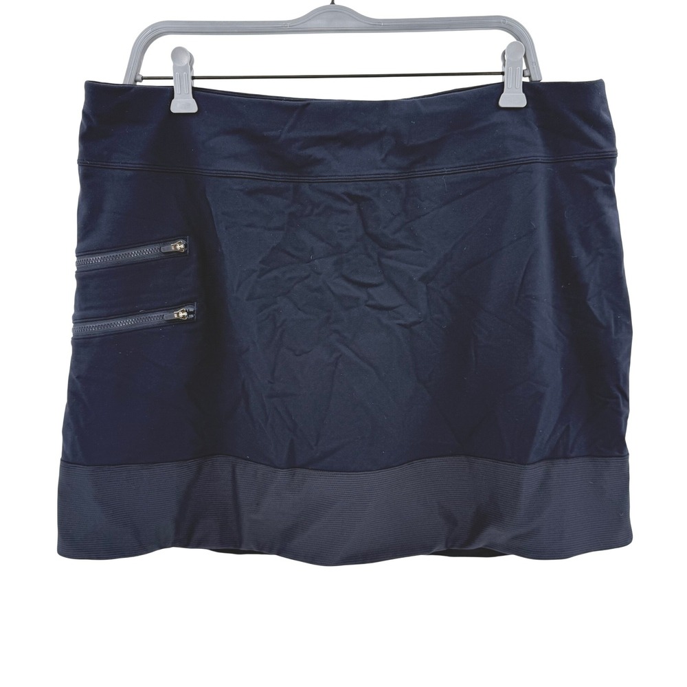 Athleta Tee Time Skort Womens XL Navy Blue Zipper Pockets Golf Tennis Activewear